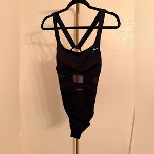 Nike Strappy Back Athletic Bodysuit Black Mesh